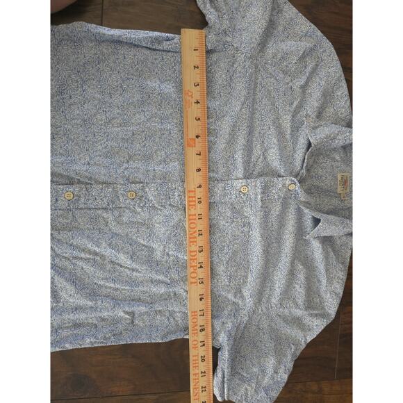 Faherty Shirt Mens SMALL Blue White Floral Print Button Down Short Sleeve Cotton - Picture 7 of 11
